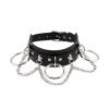 3 Halka Ve Zincir Detay Suni Deri Chocker