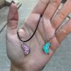 Butterfly Mıknatıslı Mavi - Pembe Çift Kolye
