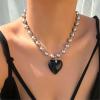 Siyah Kalp Gothic Kolye