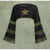 Siyah Star Haki Şeritli Crop Bolero
